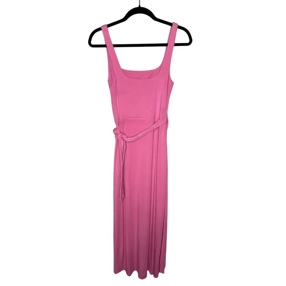 Aritzia Saturn Pink Draped Square-Neck Midi Dress - Picture 2 of 7